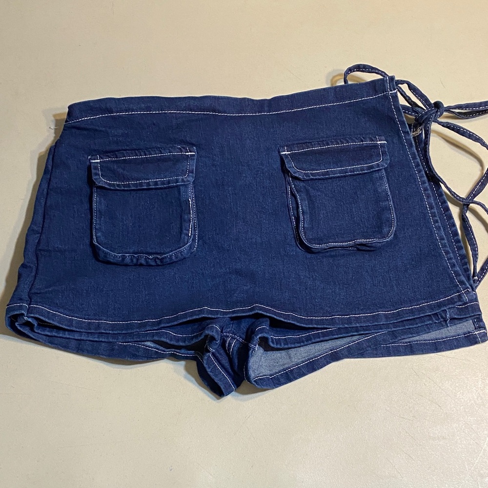 SHEIN Navy Blue Denim Tie-Side Women's Shorts